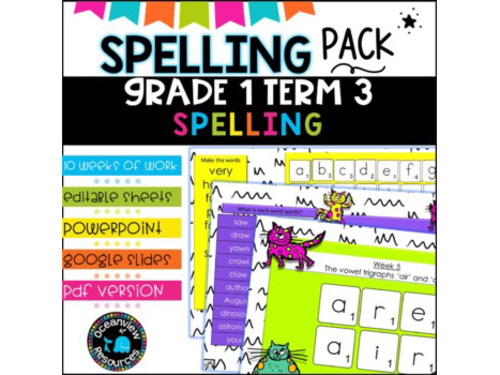 Spelling Pack for Term 3 Grade 1 -Suitable for Distance Learning