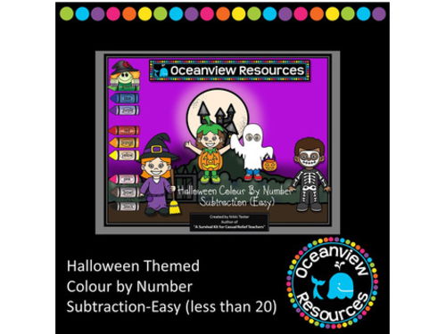Halloween Colour by Number Subtraction (Easy)