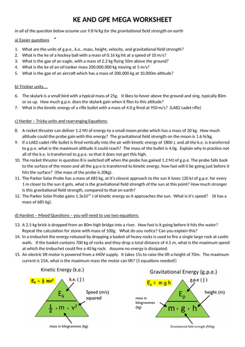 GCSE Physics GPE and KE calculations