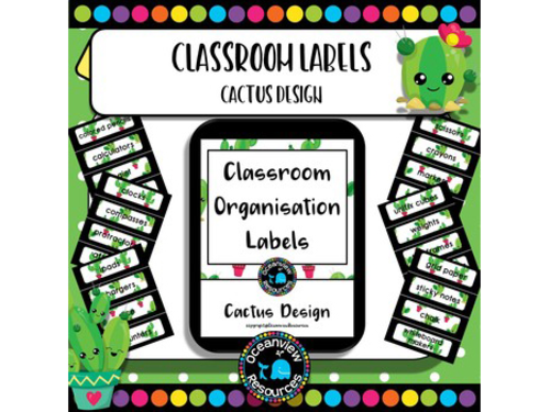 Classroom Labels - Cactus theme Back to School