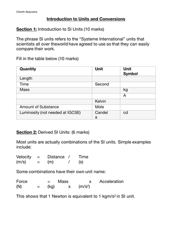 Significant Figures - Worksheet & Model Answers