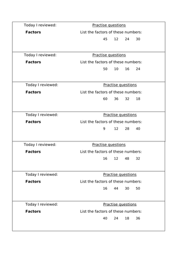 Maths Review Wristbands
