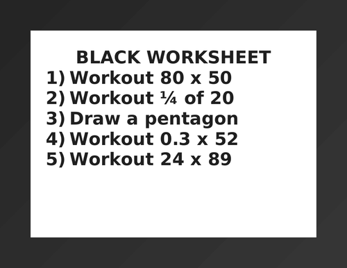 BLACK WORKSHEET 20 Teaching Resources