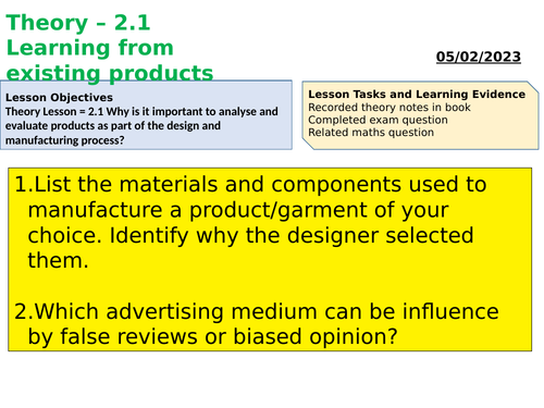 A Level Revision / Retrieval Design and Technology - Existing Products