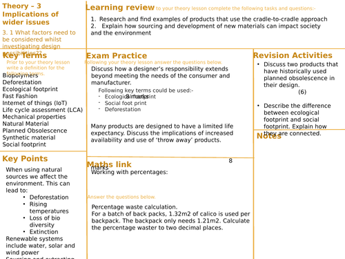 A Level Revision / Retrieval Design and Technology - Wider issues
