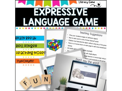 Don't say the word -GAME for Expressive language, word choice and vocabulary.