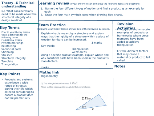 A Level Revision / Retrieval Design and Technology - Technical understanding