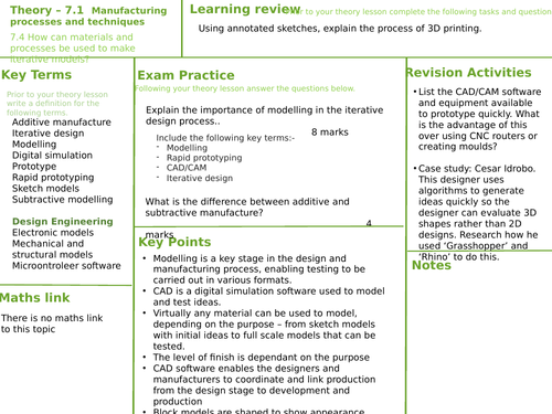 A Level Revision / Retrieval Design and Technology - Manufacturing processes & techniques