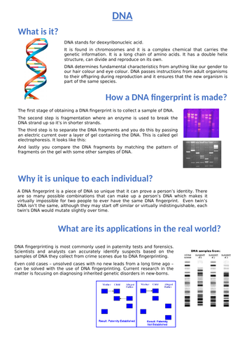 DNA Factfile for GCSE Biology