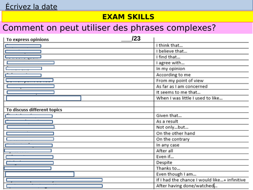 Y11 Exam skills 2 - writing -Using complex phrases