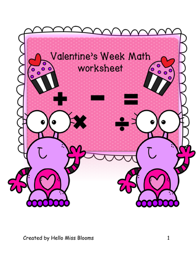 Valentine's Week Maths booklet KS1