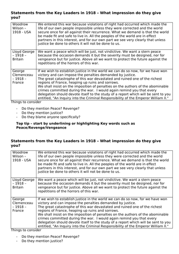 Treaty of Versailles Revision  IGCSE