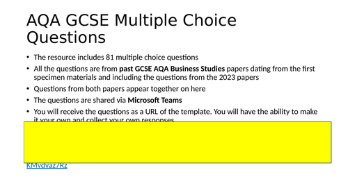 AQA GCSE Business Studies - Update, now includes 81 Multiple Choice Questions