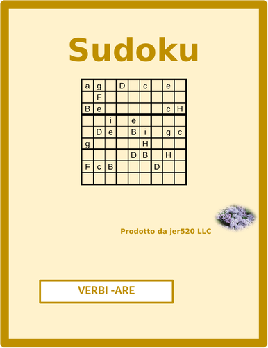 ARE Verbs in Italian Verbi ARE Sudoku