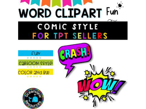 Onomatopoeia and Cartoon Word clipart Color -Comic Book  Style