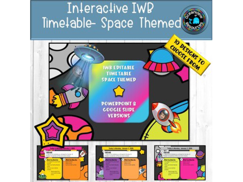 Editable Timetable for IWB- SPACE THEMED