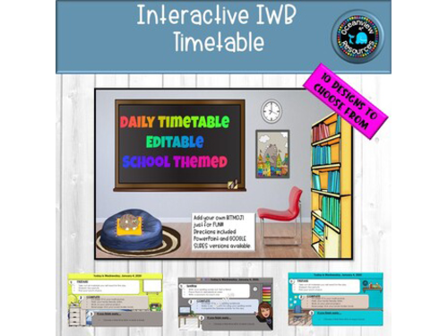 Editable Timetable for IWB- SCHOOL THEMED Set 1