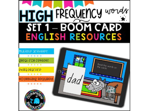 High Frequency Words and initial sounds.  SET 1 BOOM CARDS l Sight Word Practice