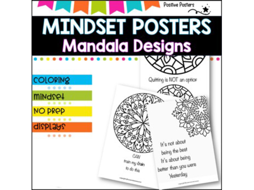Mindfulness /Mindset posters, calm coloring for social emotional learning.