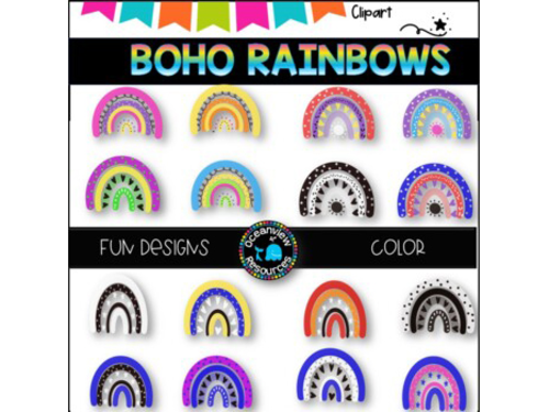 Brightly coloured Rainbows- CLIPART
