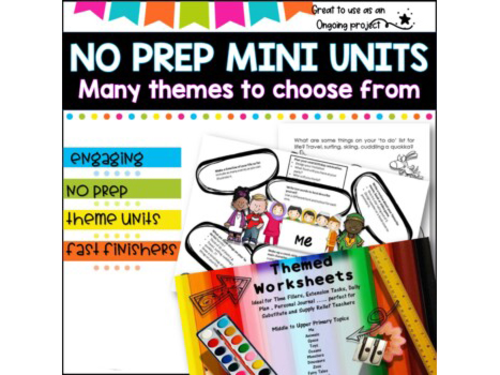 No Prep mini units of work - Individual work, , SUB pack