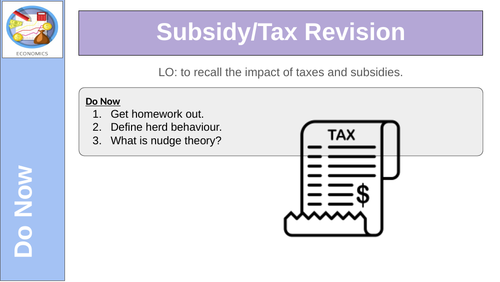 Subsidies Taxes Revision