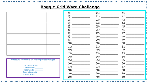 Boggle starter/ plenary / mini task