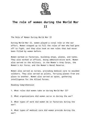 The role of women during the World War II