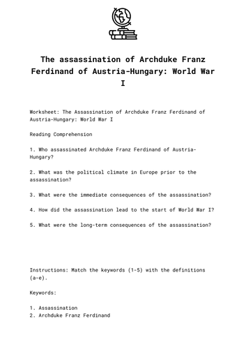 The assassination of Archduke Franz Ferdinand of Austria-Hungary: World War I