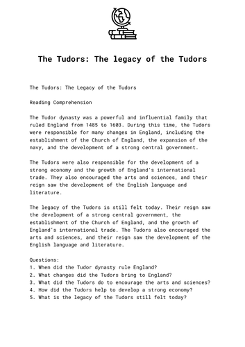 The Tudors: The legacy of the Tudors