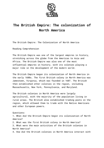 The British Empire: The colonization of North America