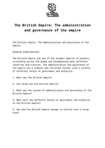 The British Empire: The administration and governance of the empire