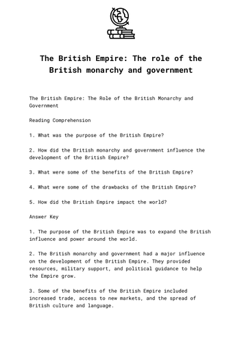 The British Empire: The role of the British monarchy and government