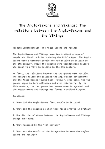 The Anglo-Saxons and Vikings: The relations between the Anglo-Saxons and the Vikings