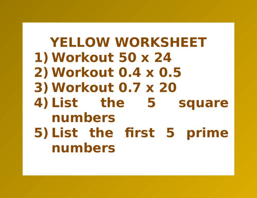 YELLOW WORKSHEET 11