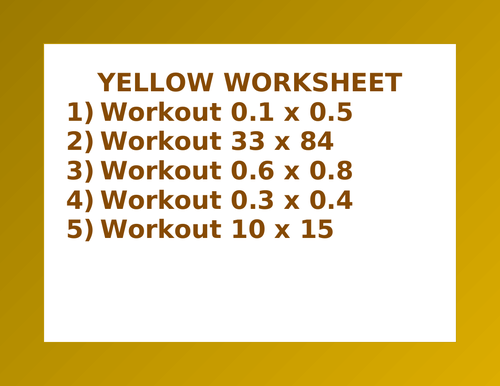 YELLOW WORKSHEET 13