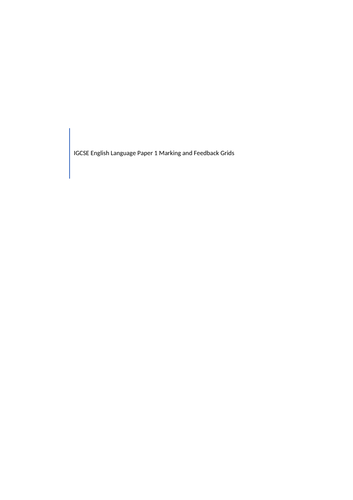 IGCSE English Language Paper 1 feedback grids