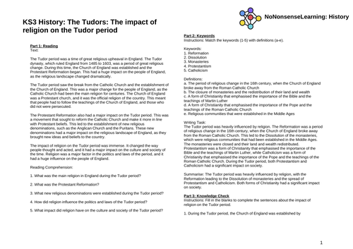 KS3 History: The Tudors: The impact of religion on the Tudor period