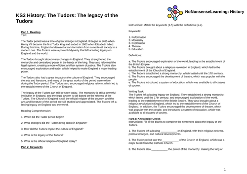 KS3 History: The Tudors: The legacy of the Tudors