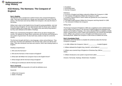 KS3 History, The Normans: The Conquest of England