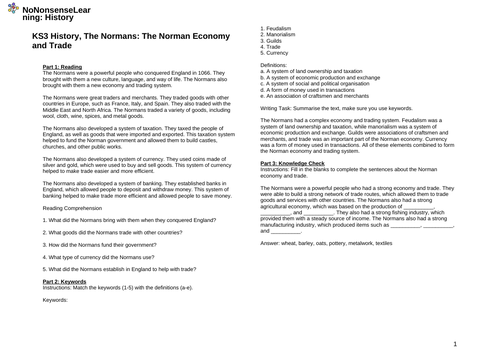 KS3 History, The Normans: The Norman Economy and Trade