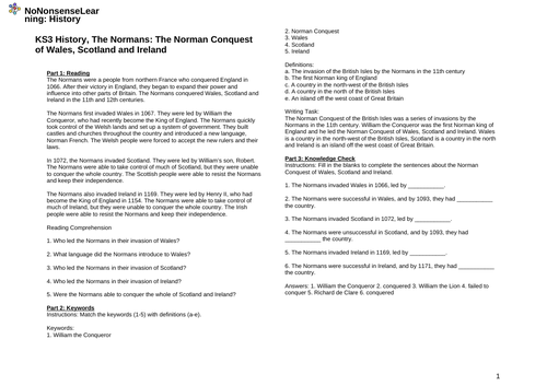 KS3 History, The Normans: The Norman Conquest of Wales, Scotland and Ireland