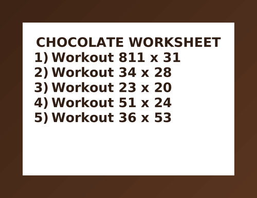 CHOCOLATE WORKSHEET 16