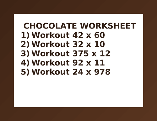 CHOCOLATE WORKSHEET 21