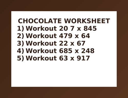 CHOCOLATE WORKSHEET 22
