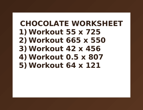 CHOCOLATE WORKSHEET 24