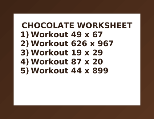 CHOCOLATE WORKSHEET 26 | Teaching Resources