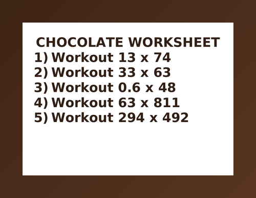 CHOCOLATE WORKSHEET 27