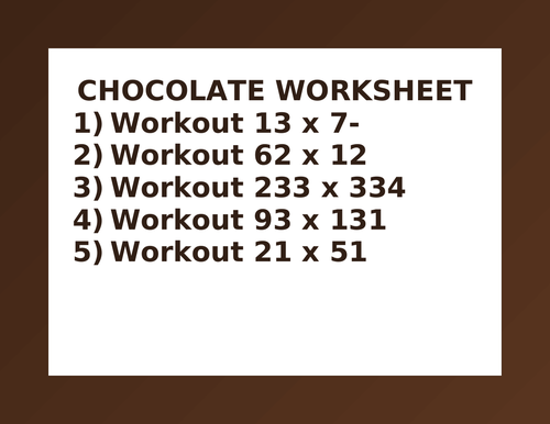 CHOCOLATE WORKSHEET 32