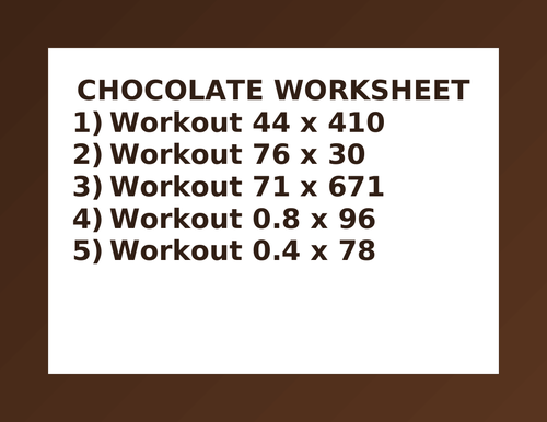 CHOCOLATE WORKSHEET 33
